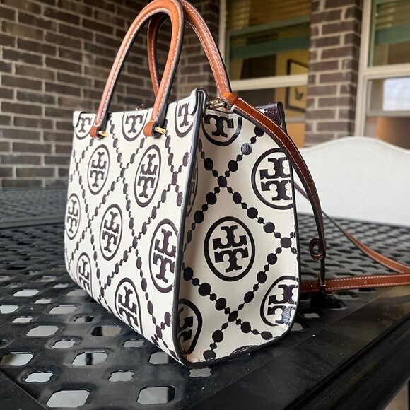 Tory Turch T Monogram Square Shoulder Bag Contrast Embossed - Picture 5 of 10